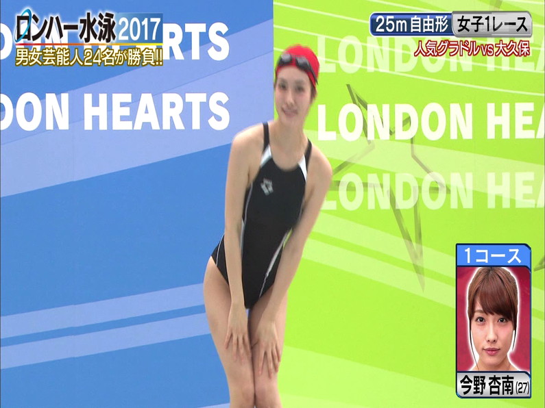 【お宝キャプ画像】ロンドンハーツの水泳大会で競泳水着が食い込みまくってやばいことにｗｗ